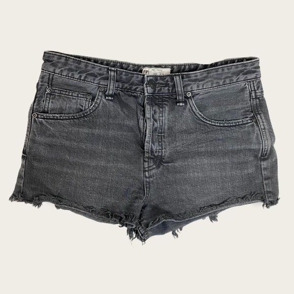 Free People Pants - FREE People High Rise Button Fly Shorts Washed Black